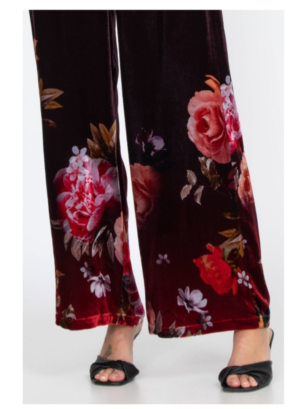 Johnny Was New Coralie Rose Floral Velvet Wide Leg Pant Women’s Size Small - Picture 9 of 9